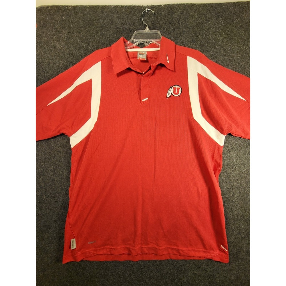 Vintage Team Nike Authentic Utah Utes Embroidered Polo Golf Shirt Men's XL